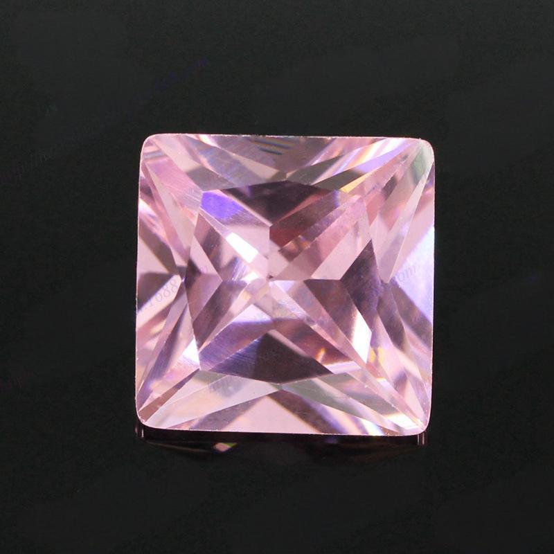 正方形直角粉红色锆石 公主方人造CZ皓石裸石批发