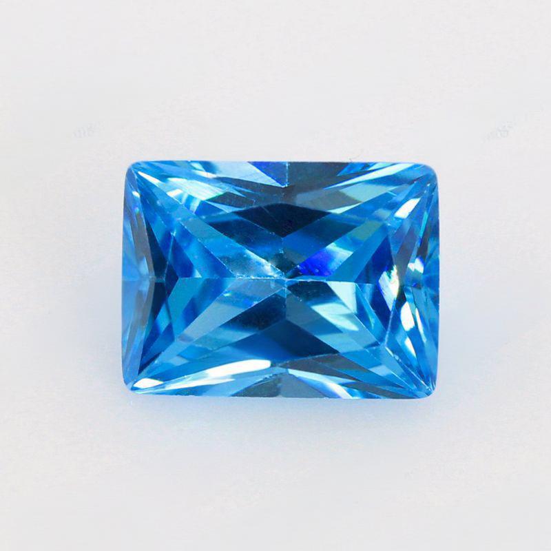 长方形直角车花海蓝锆石裸石 人造皓石宝石尖底戒面裸钻