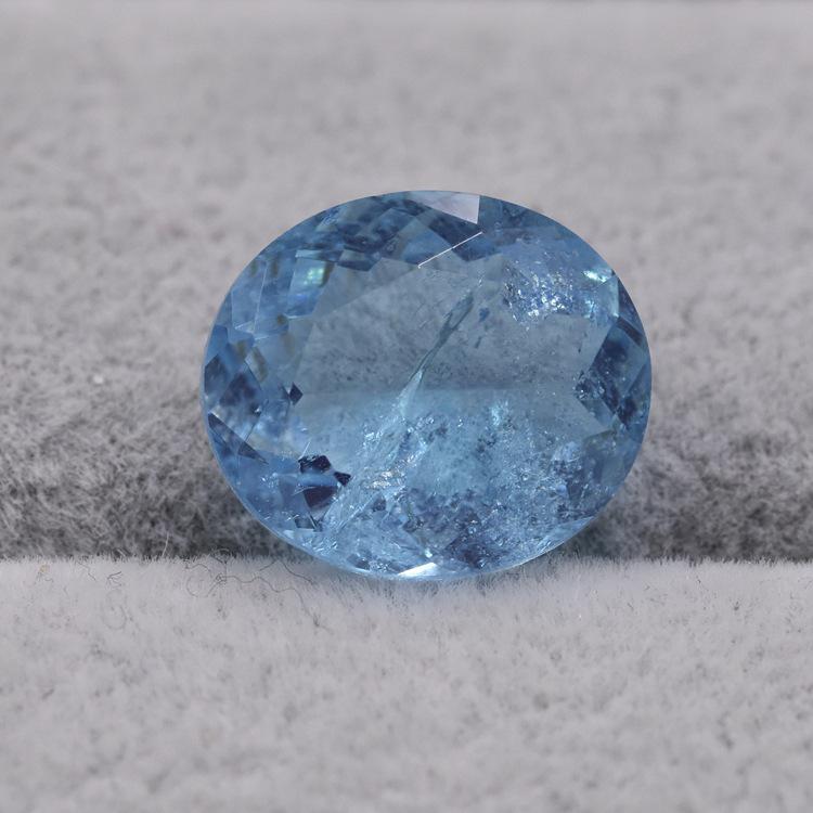 水晶拼碧玺玻璃 仿天然蛋形尖底宝石 天空蓝 合成彩宝