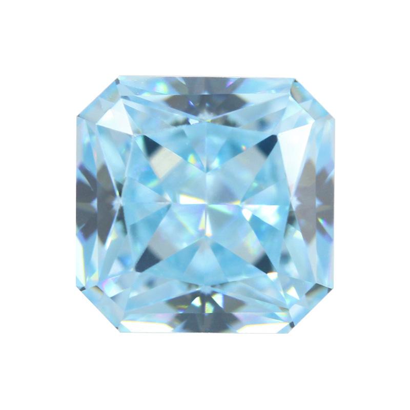 9A冰花切正方倒角高碳钻 小八角形浅海蓝 锆石裸石戒面