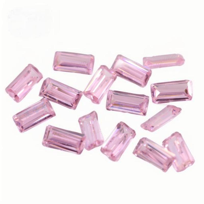 长方形直角车平粉红色锆石裸石 人造合成CZ宝石戒面仿钻