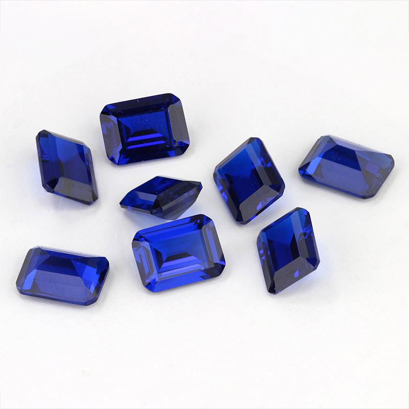 长方形倒角车平113#蓝尖晶裸石 祖母绿切割合成尖晶戒面