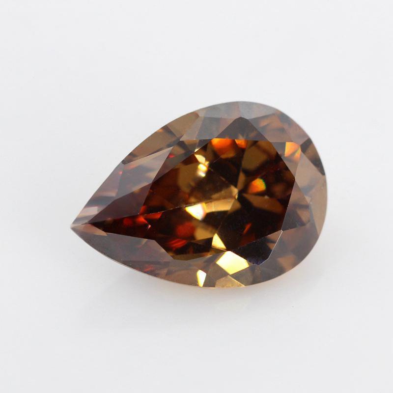 梨形咖啡色锆石裸石 水滴形立方氧化锆人工彩色戒面AAA