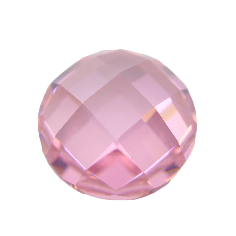 圆形平底龟面粉红色裸石 粉锆镶吊坠主石彩色珠首饰DIY