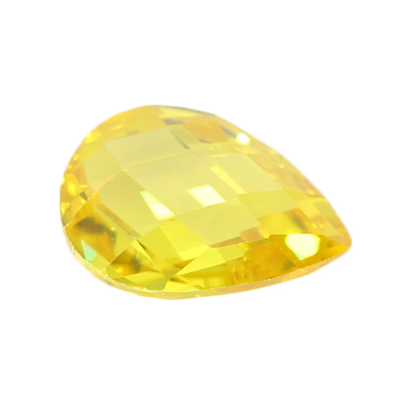 梨形金黄色双龟面CZ锆石 水滴形格子面吊坠首饰珠宝主石