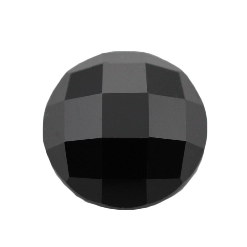 圆形平底龟面黑色裸石 黑锆格子面镶嵌吊坠饰品首饰DIY