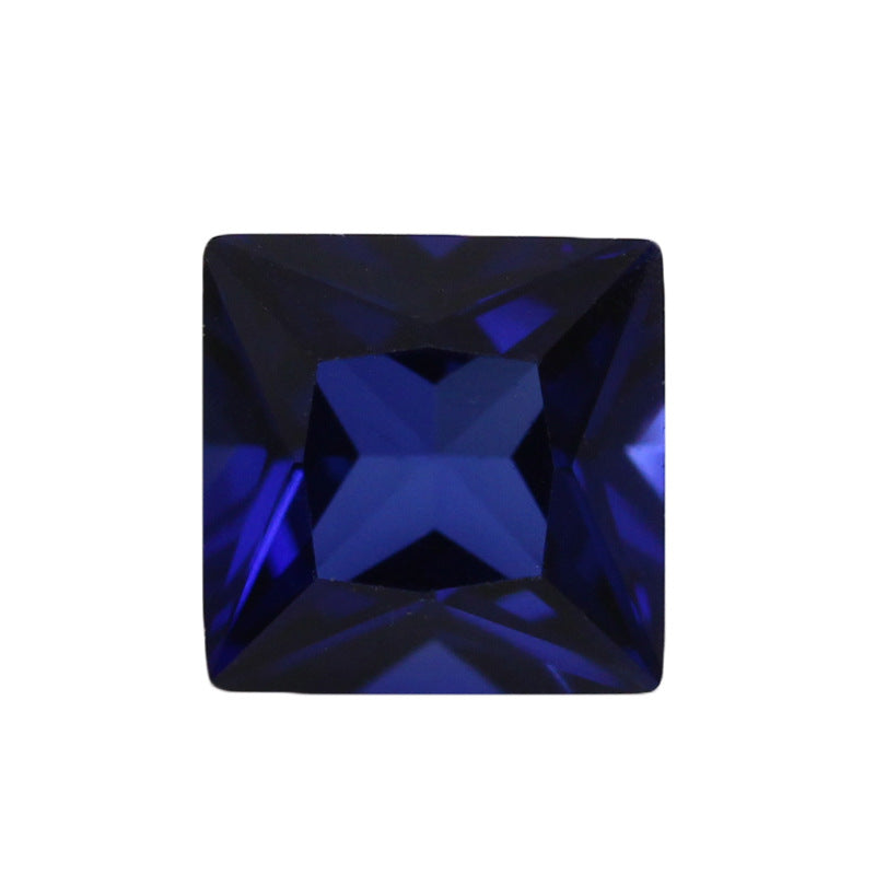正方形直角34#蓝刚玉裸石 公主方34号人工钻蓝宝石批发