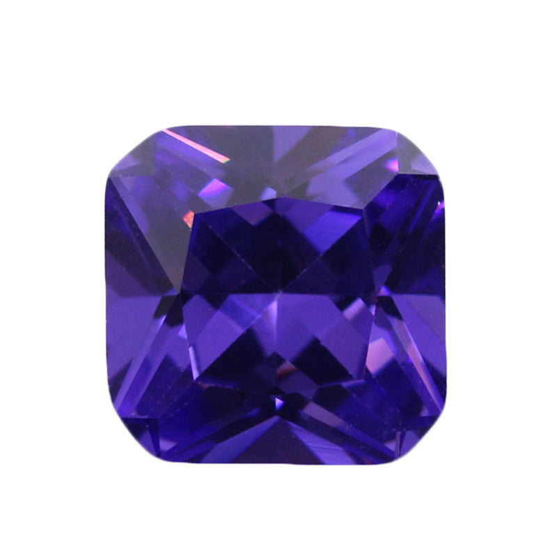 正方形倒角紫兰色锆石裸石批发 紫兰人造CZ皓石戒面AAA