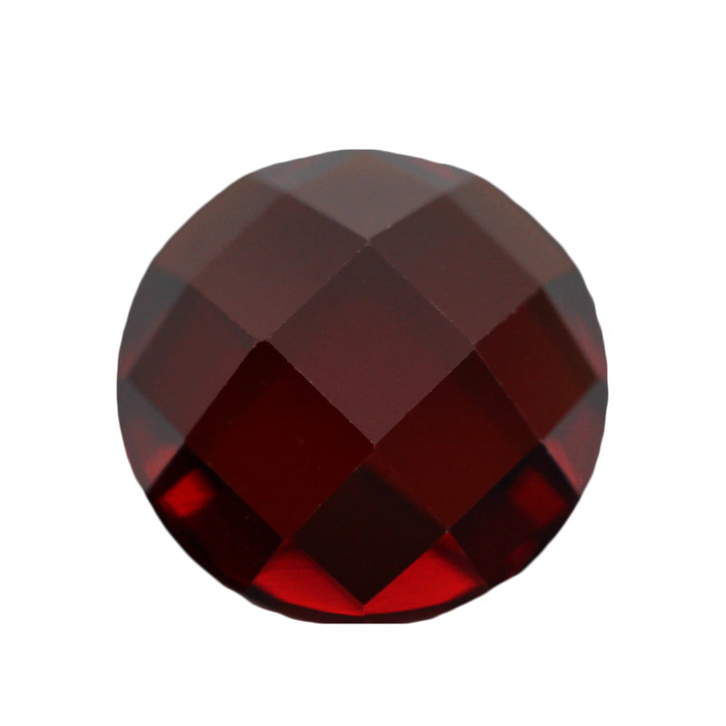 圆形平底龟面石榴红色锆石裸石 平底格子面钻皓石批发