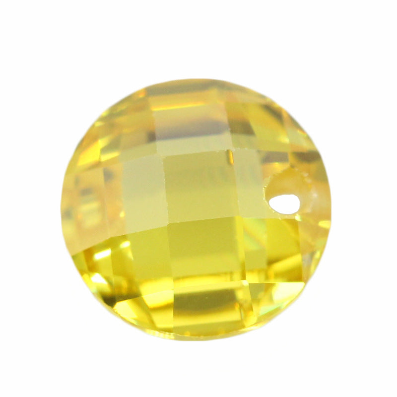 圆形金黄色双龟面锆石单孔钻 格子面合成立方氧化锆裸石