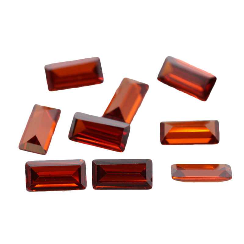 长方形直角车平石榴红色锆石裸石 人造cz合成立方氧化锆
