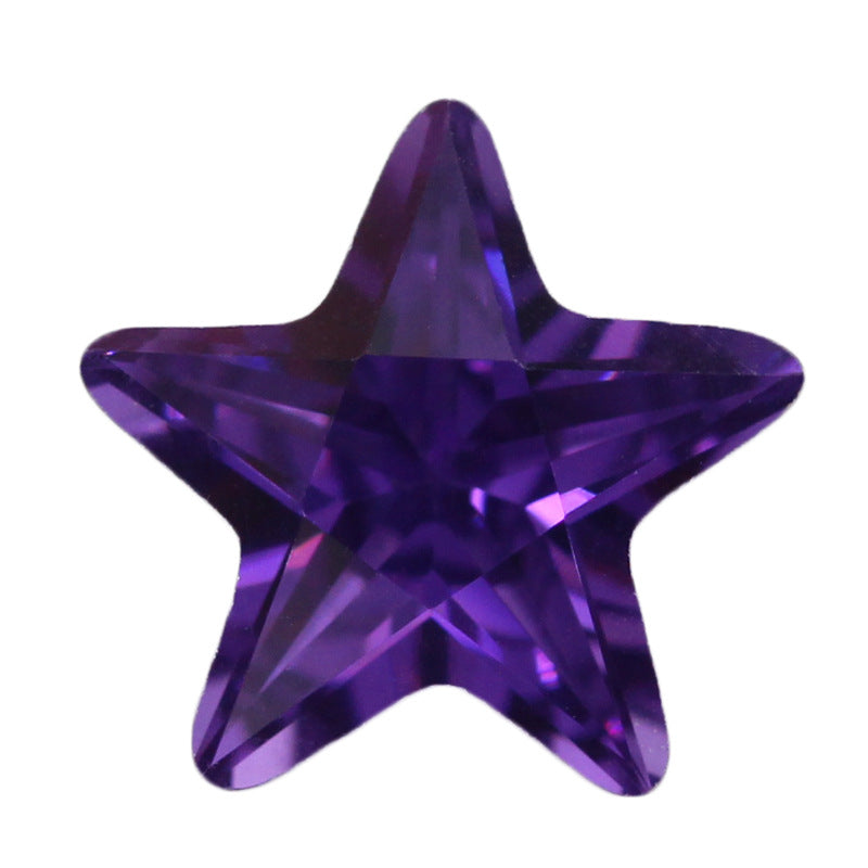 五角星形紫红色锆石戒面裸石 星形人造cz宝石皓石裸钻