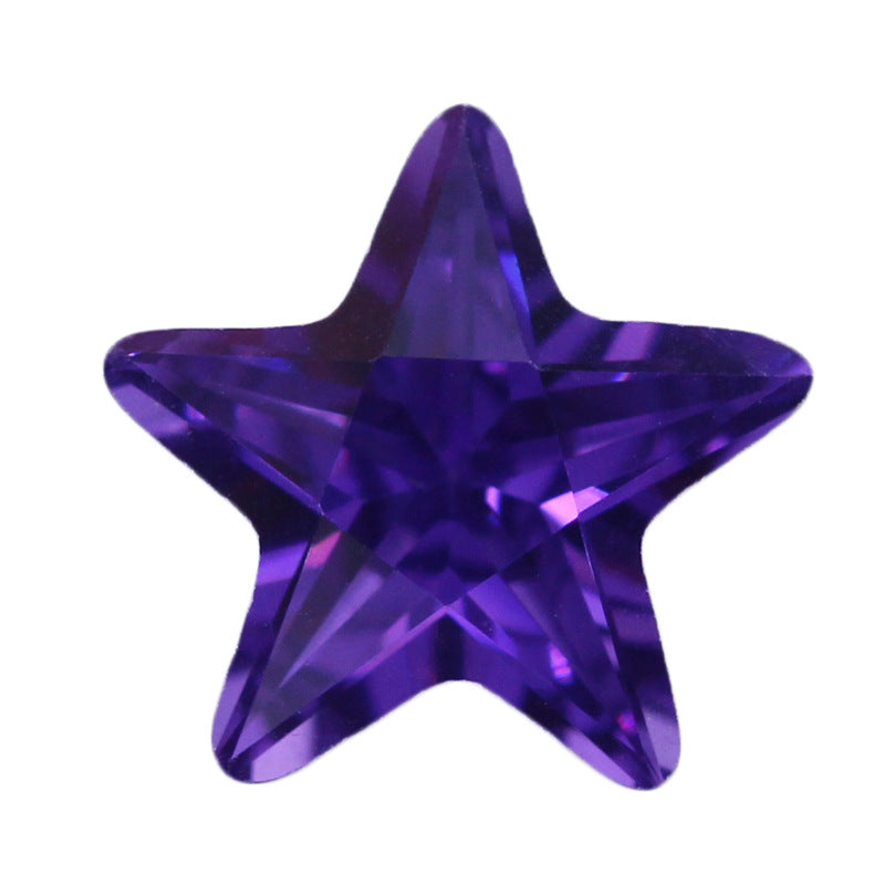 五角星形紫蓝色锆石戒面裸石 星形人造cz宝石皓石镶饰品