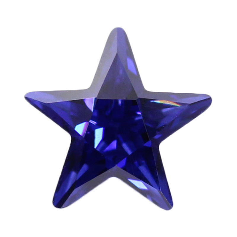 五角星形坦桑色锆石裸石 人造坦桑锆cz宝石彩色皓石