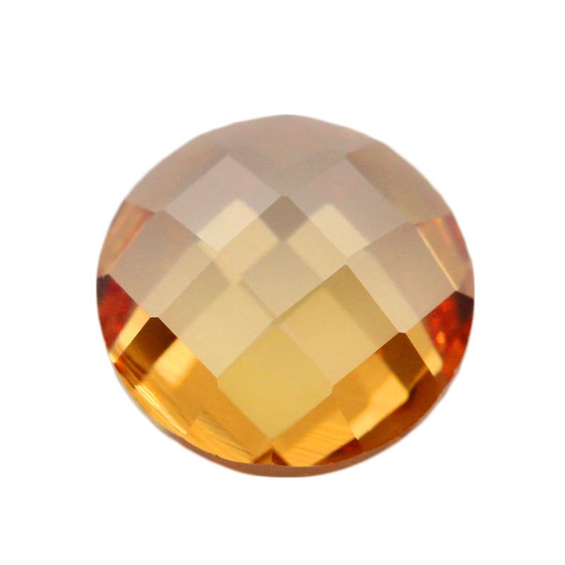 圆形平底龟面香槟锆石裸石 合成彩色散珠镶嵌吊坠首饰品