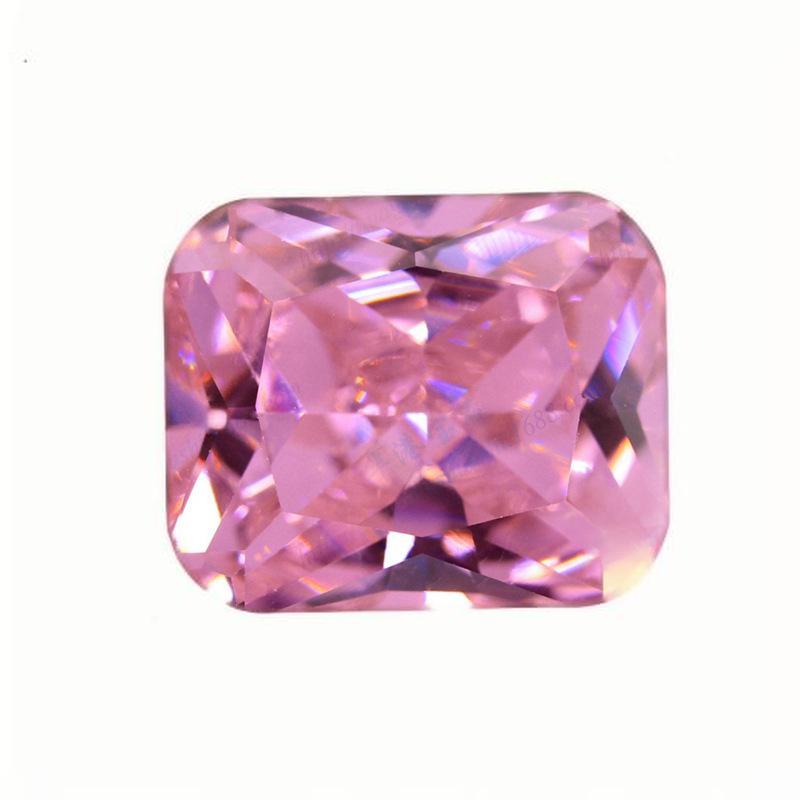 长方形倒角粉红色锆石裸石批发 合成立方氧化锆戒面首饰