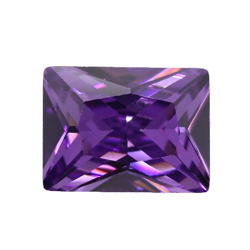 长方形直角车花紫红色锆石裸石 合成CZ皓石首饰品主石