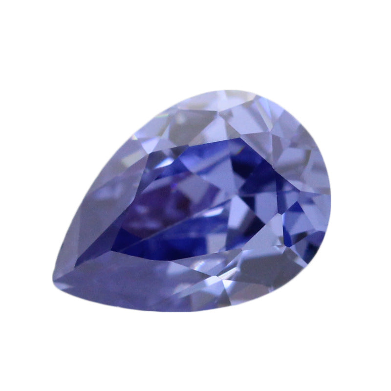 梨形浅坦桑蓝锆石裸石戒面 水滴形浅坦桑兰合成蓝宝石