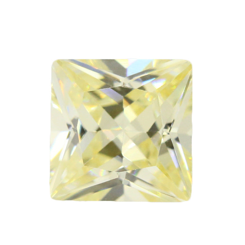 正方形直角车花鹅黄色锆石裸石 公主方柠檬黄色人造宝石
