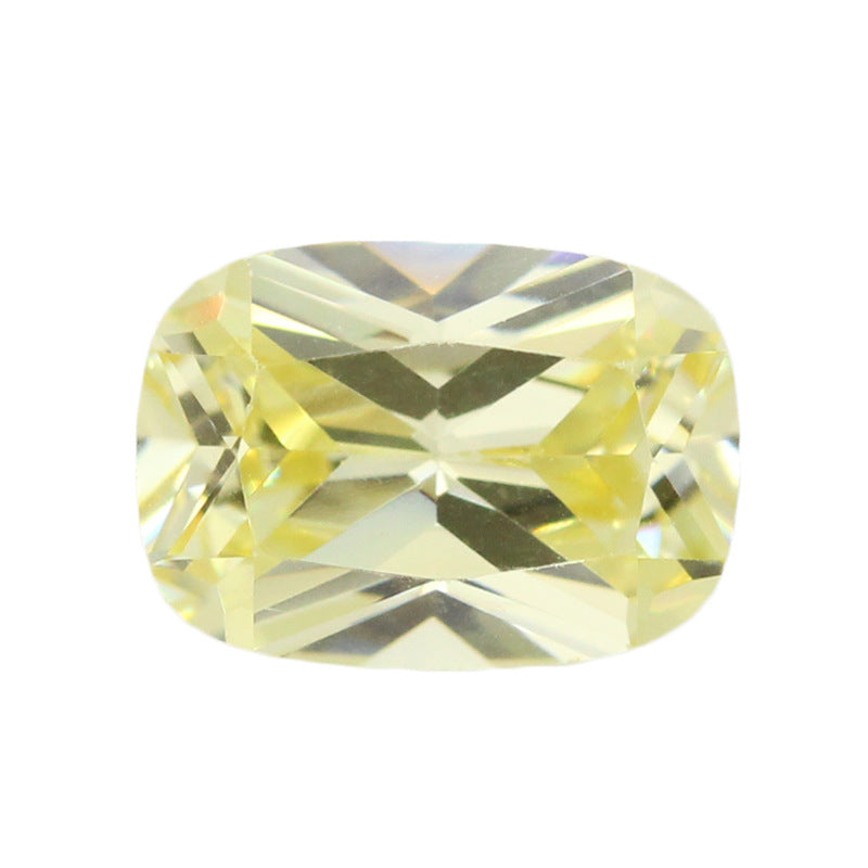 肥长方形鹅黄色锆石裸石仿钻 枕形柠檬黄色戒面尖底裸钻