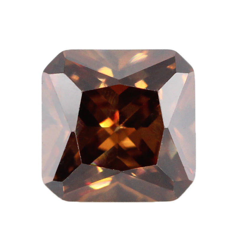 咖啡色正方形倒角锆石裸石批发 小八角咖啡锆彩色人造CZ