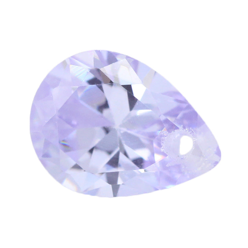 梨形变蓝色锆石单孔裸石 水滴形带孔戒面合成彩色CZ宝石