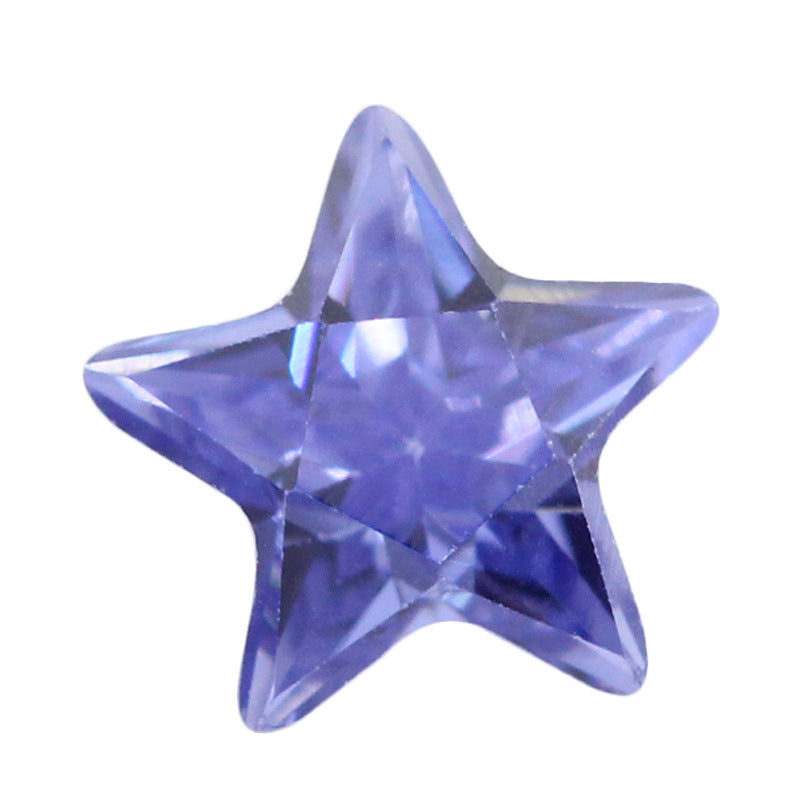 五角星形浅坦桑蓝锆石裸石 合成浅坦桑蓝宝石首饰品配石