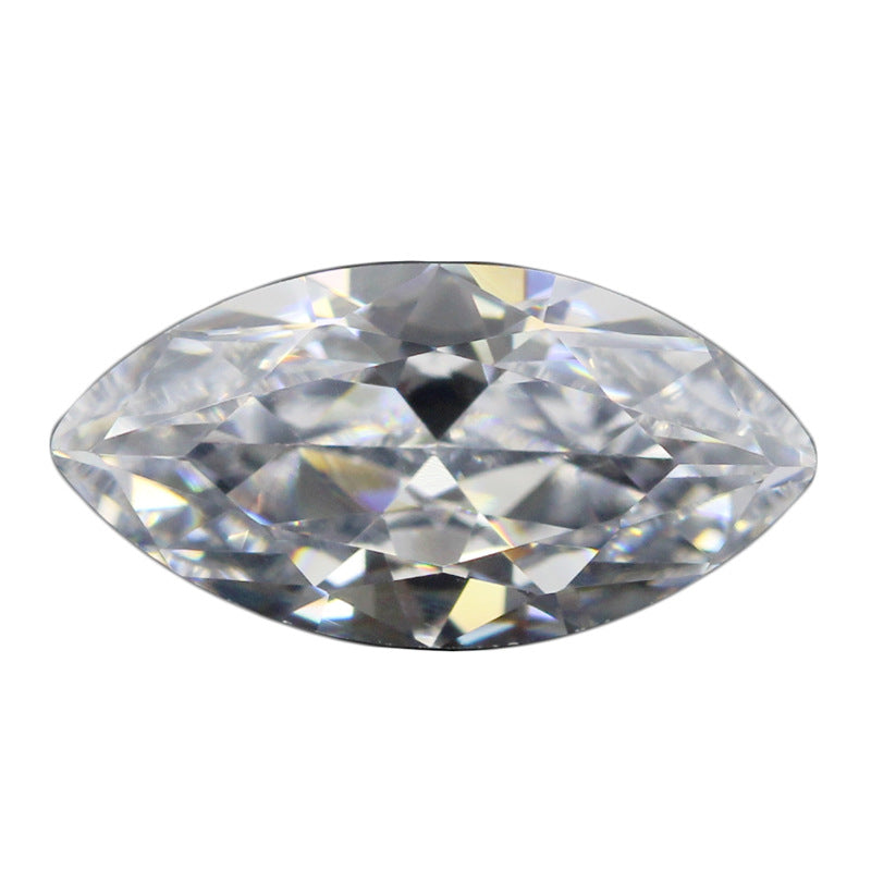 马眼形白色锆石裸石 无色透明人造CZ钻石树叶形尖底皓石