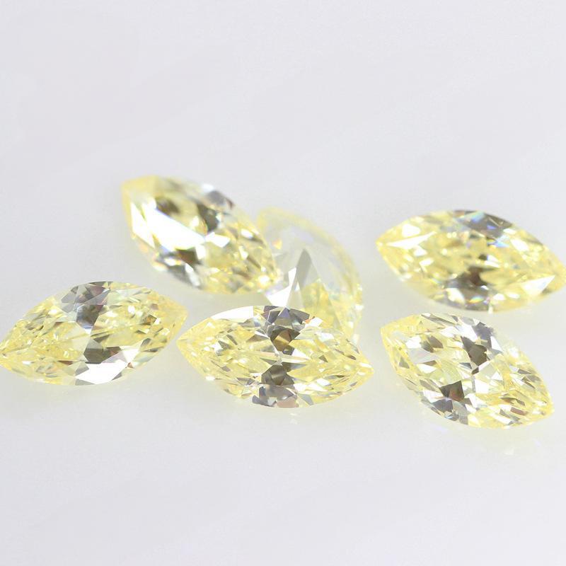 马眼形鹅黄色锆石裸石配石 柠檬黄树叶形人造cz宝石补钻