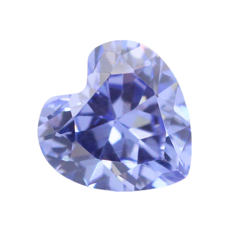 心形浅坦桑蓝色锆石裸石 桃心形合成坦桑兰宝石戒面裸钻