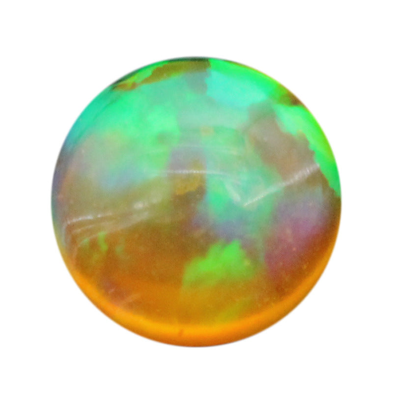 圆形平底素面合成欧泊半宝石 戒面合成澳宝镶首饰品FI07