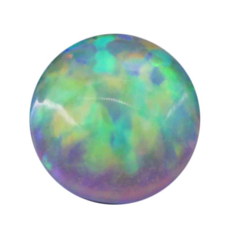 圆形平底素面人造合成澳宝OPAL 多火彩合成欧泊宝石FI05