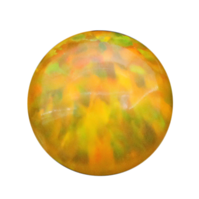 圆形超好火彩人造欧泊宝石 平底素面合成澳宝裸石FI09