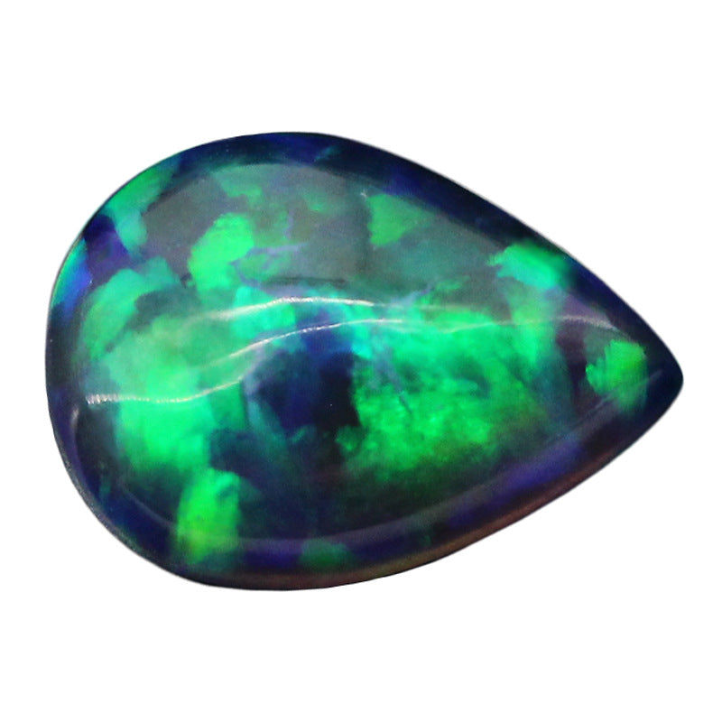 梨形合成澳宝宝石裸石戒面 彩色欧泊石人造平底素面FI10