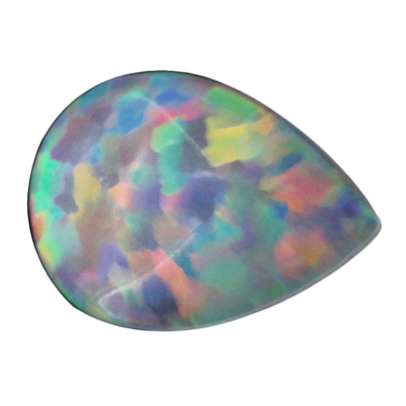 梨形彩色欧泊石宝石裸石 水滴形平底素面合成澳宝FI06