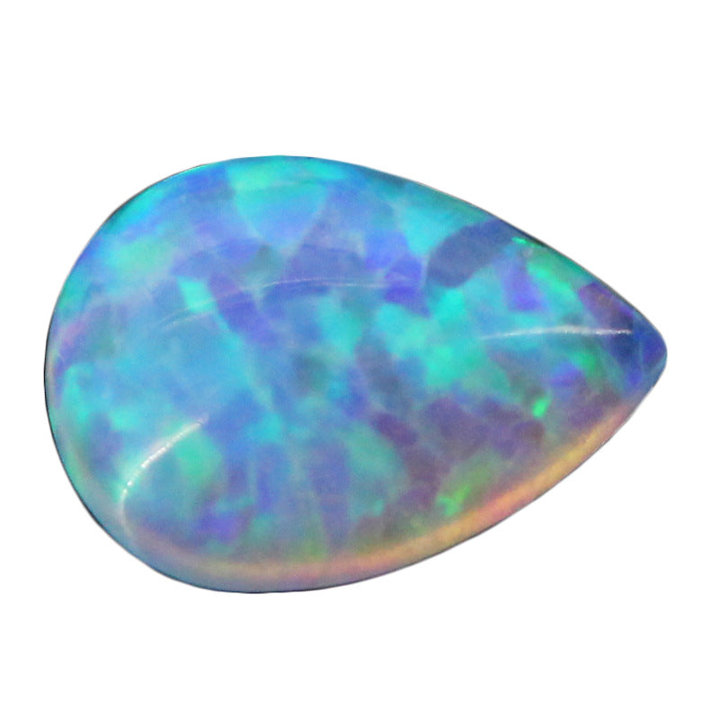 梨形平底素面合成澳宝宝石裸石 水滴形戒面欧泊石FI13