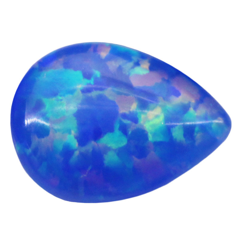 梨形平底素面彩色欧泊石合成裸石 戒面合成澳宝宝石FI02