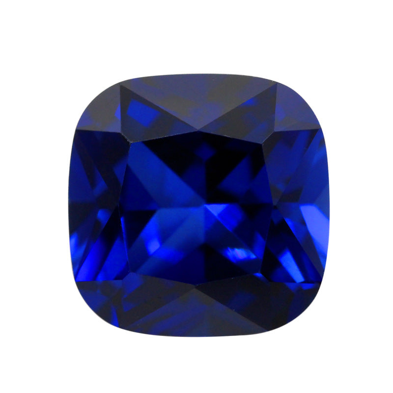 肥正方形34#蓝刚玉戒面裸石 枕形合成蓝宝石镶嵌首饰品