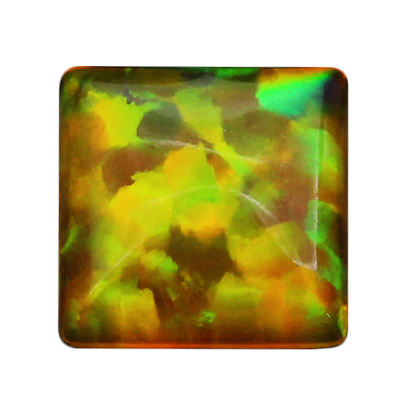 正方形平底素面人造欧泊石裸石 公主方合成澳宝宝石FI08