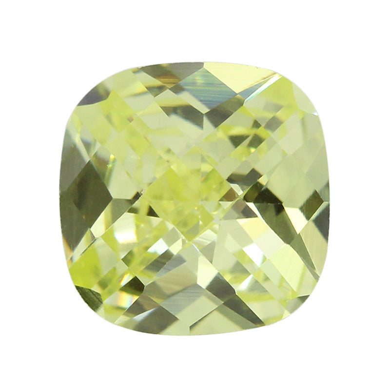锆石裸石批发 正方形肥正方 尖底龟面 人造宝石 苹果绿