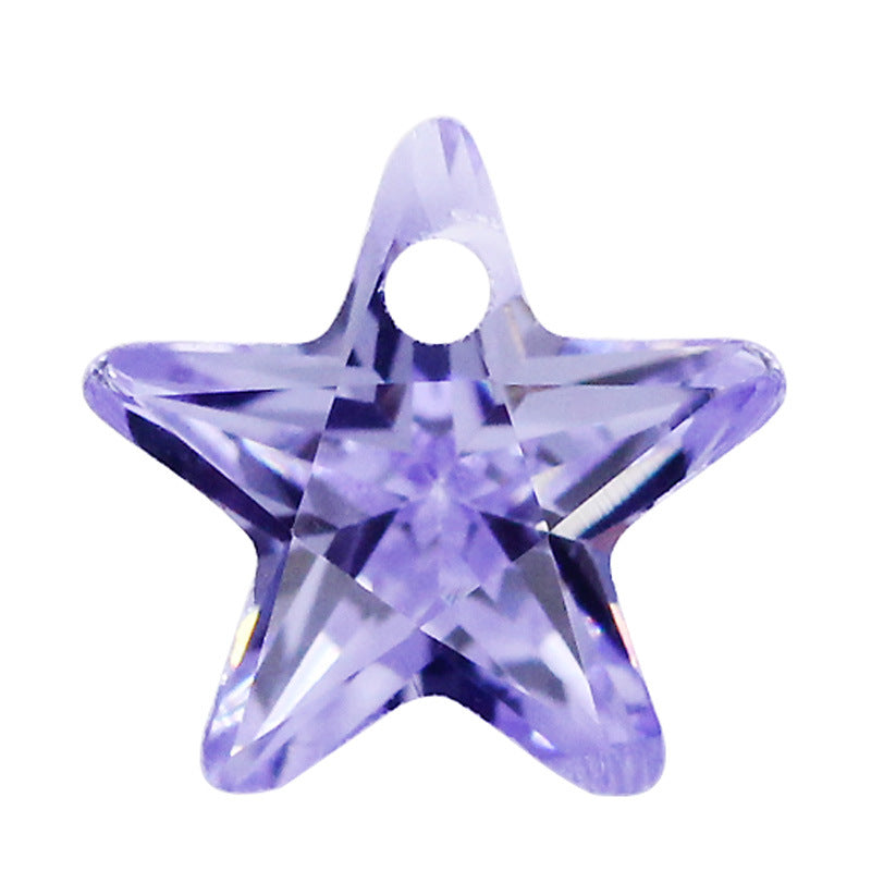 单孔五角星形变蓝色锆石裸石 打洞人造CZ宝石戒面镶耳环