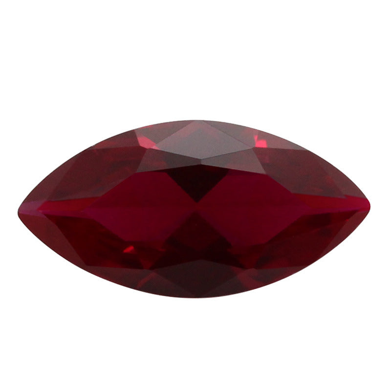 马眼形8#红刚玉裸石 合成Ruby红宝石叶子形戒面批发DIY