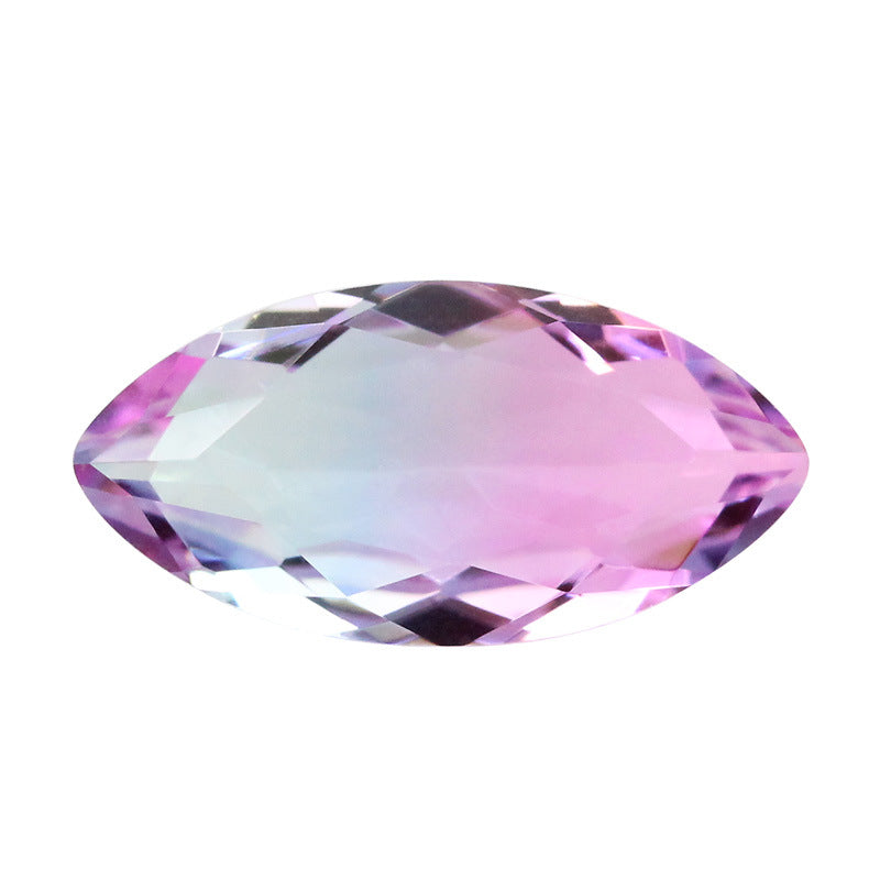 马眼西瓜碧玺玻璃戒面裸石 树叶形人造浅紫色宝石主石钻