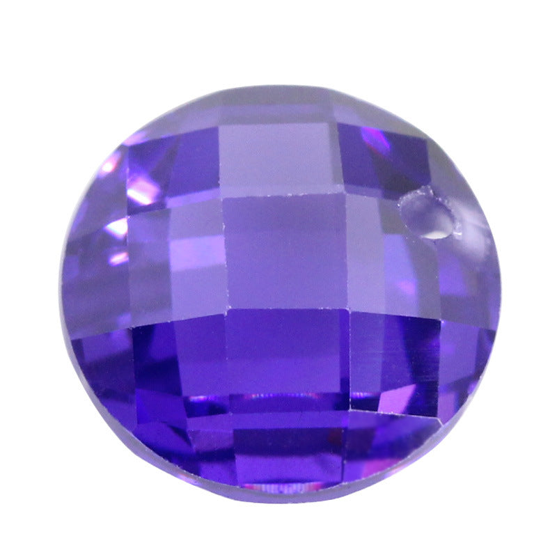 圆形双龟面紫蓝色锆石单孔钻 格子面合成立方氧化锆裸石