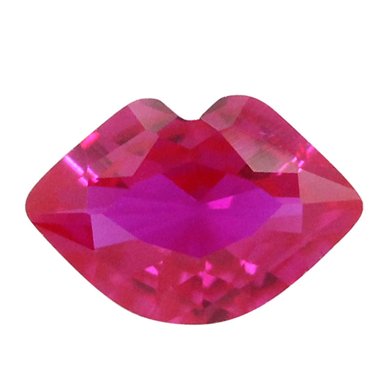嘴唇形5#红刚玉戒面裸石仿钻 红唇形5号人造红宝石主石