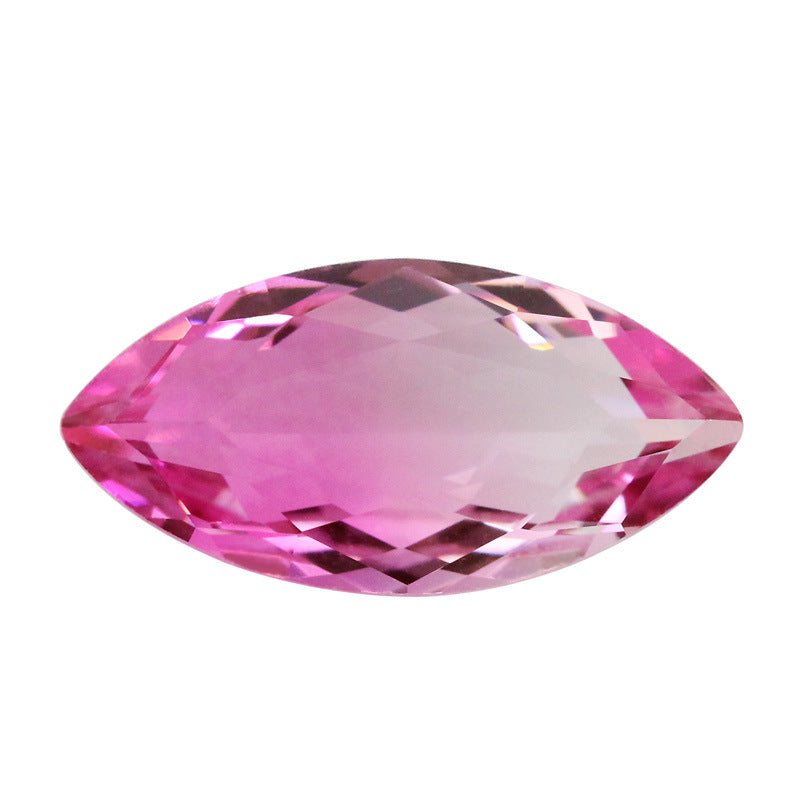 马眼西瓜碧玺玻璃裸石戒面 树叶形渐变玫红色散珠裸钻