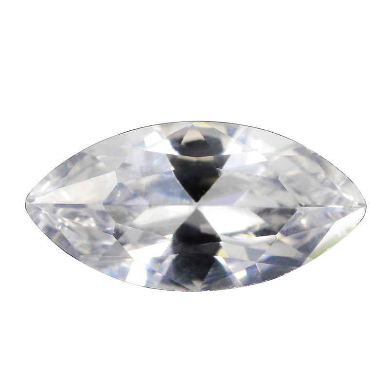 马眼12#白刚玉戒面裸石仿钻 树叶形人造白蓝宝饰品主石