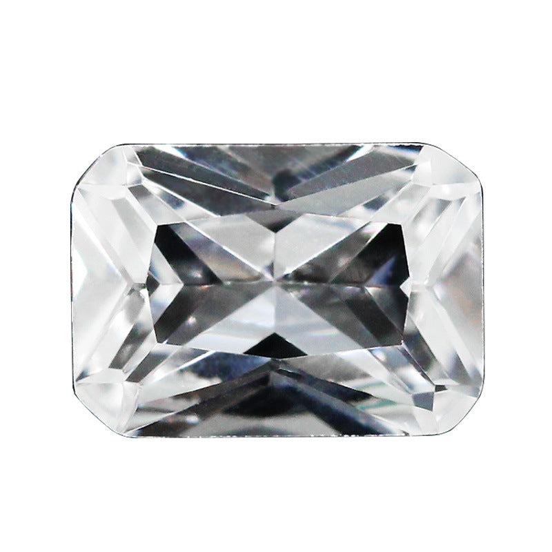 长方倒角车花12#白刚玉裸石 小八角戒面人造白蓝宝裸钻