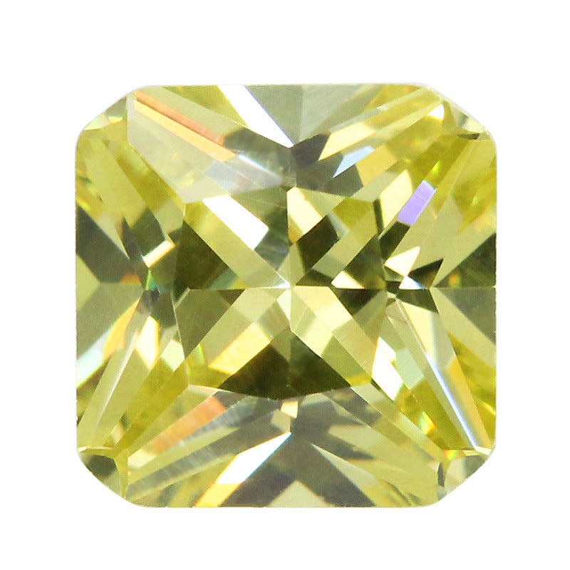 正方形倒角橄榄黄色锆石裸石 AAA彩色CZ皓石饰品DIY