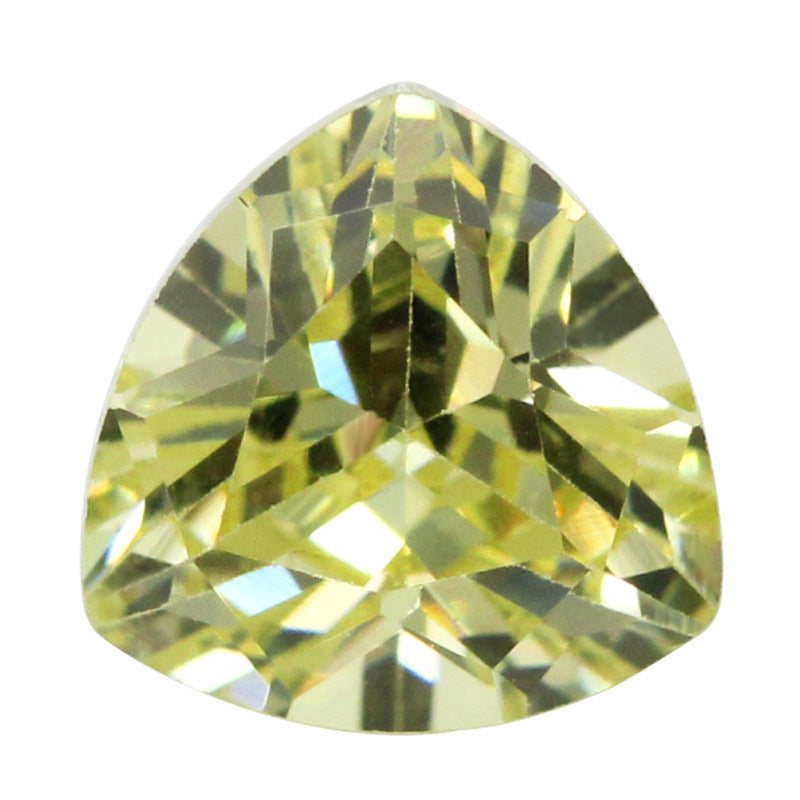 肥三角形橄榄黄色锆石裸石 胖三角戒面人造CZ宝石配饰钻